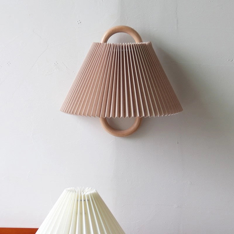 Beech_Solid_Wood_Wall_Lamp_Light_Pink_Pleated