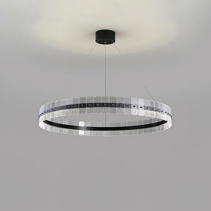 Front view of the 80cm diameter Black Acrylic Chandelier.