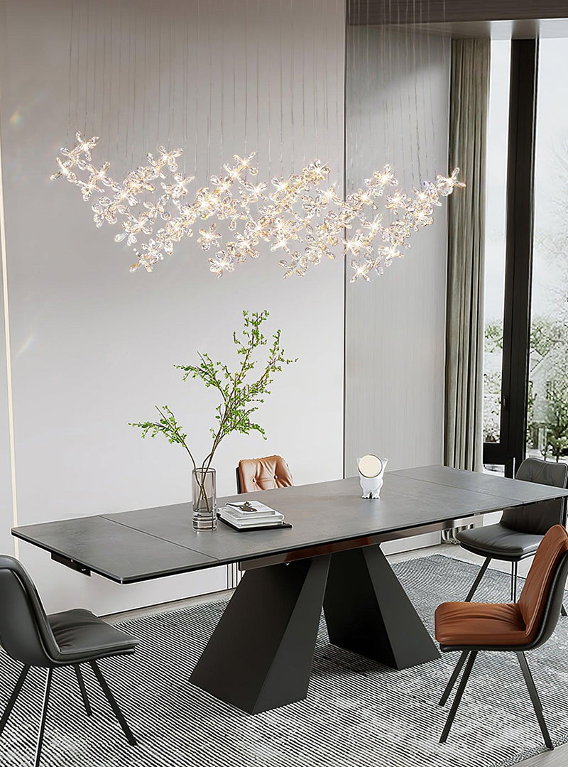 The Cross Star Chandelier complements the desk in the study
