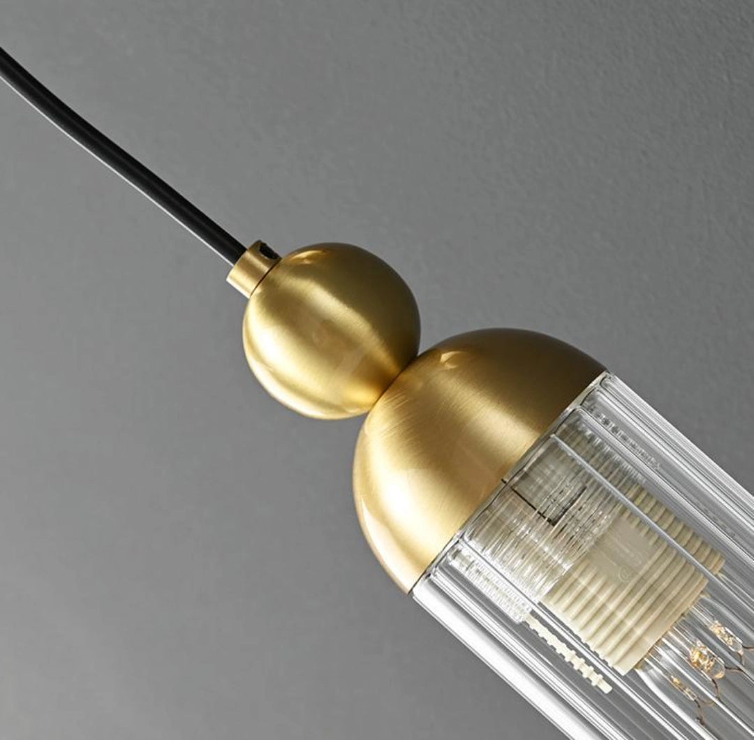 Detailed view of the connection between Embers Wall Lamp long glass lamp shade and lamp body