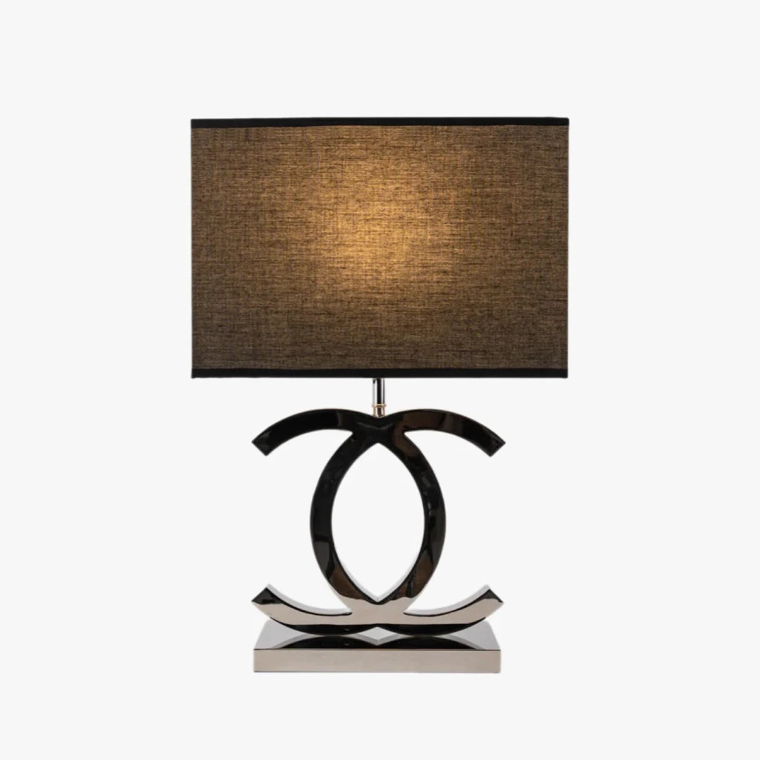 Double C Table Lamp Black and Chrome