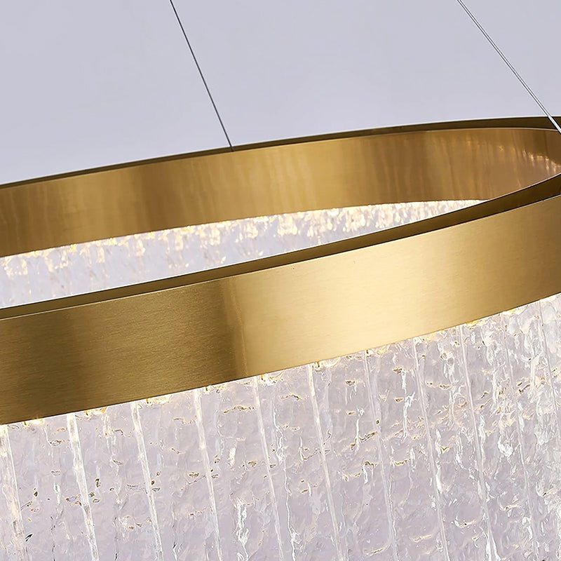 Close-up of the round frame of the Elegant Crystal Chandelie metal lamp body