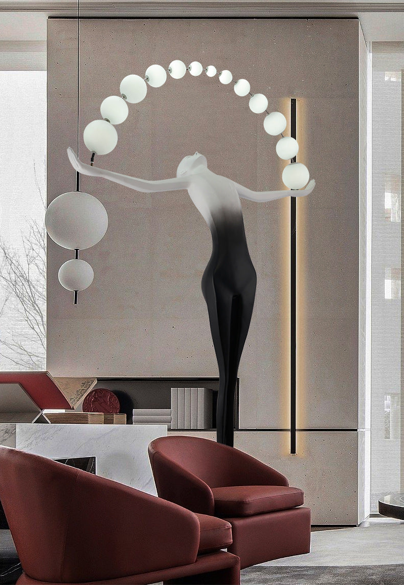 The resin sculpture floor lamp in the living room