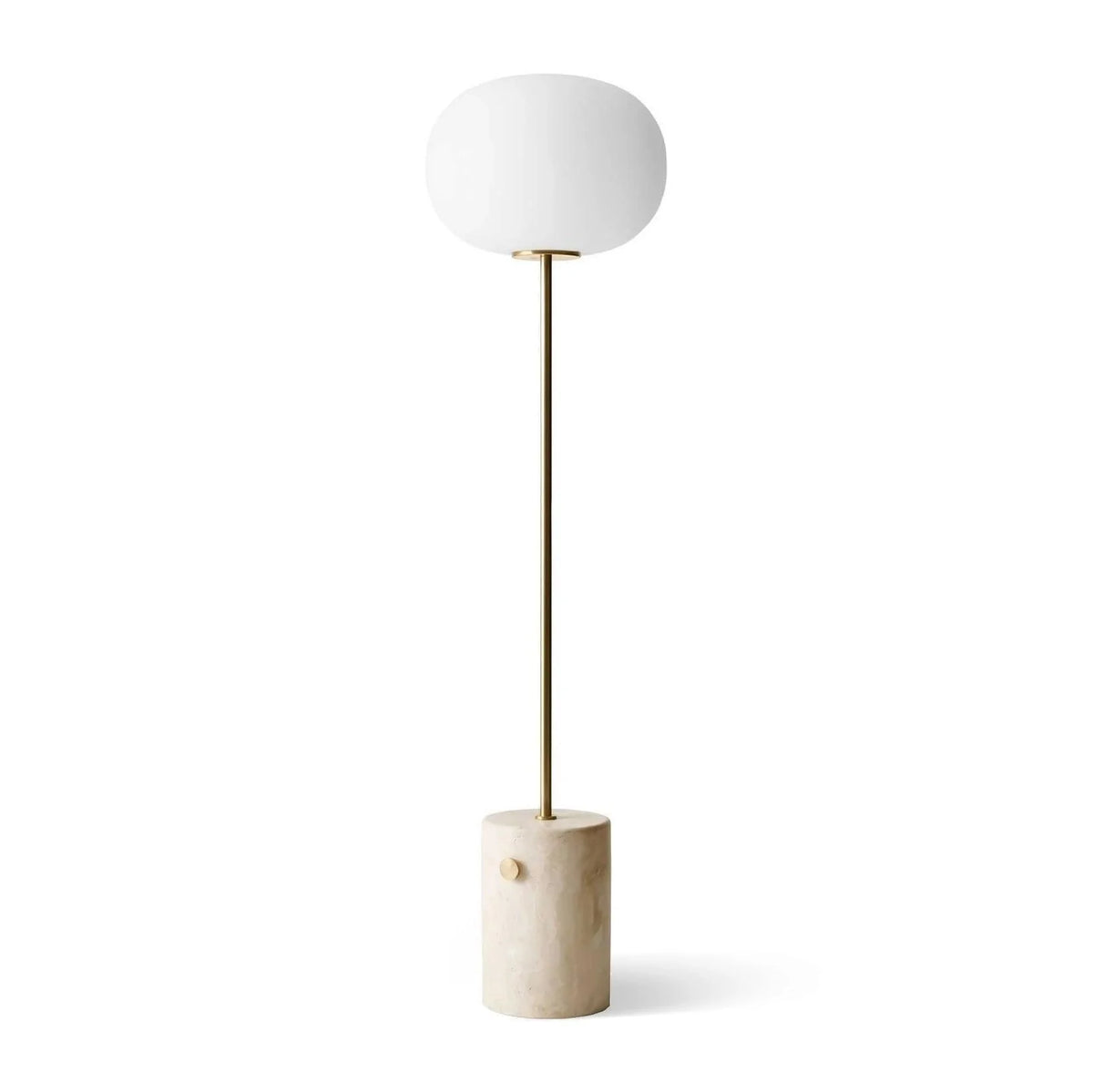 Front view of Jwda Glass Floor Lamp with beige marble base
