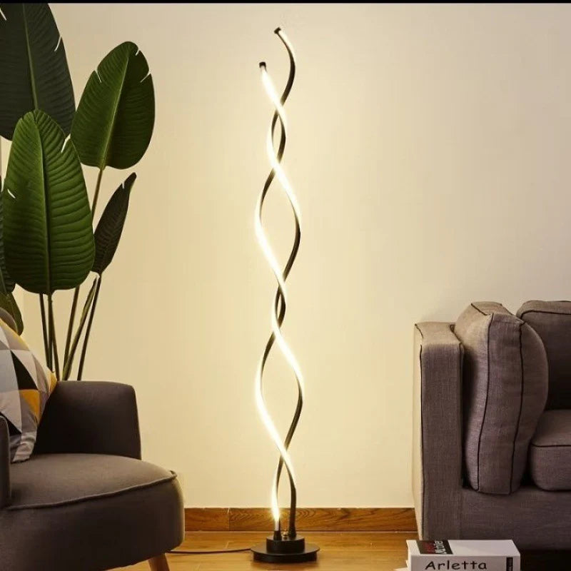 Modern Black Double Spiral Floor Lamp
