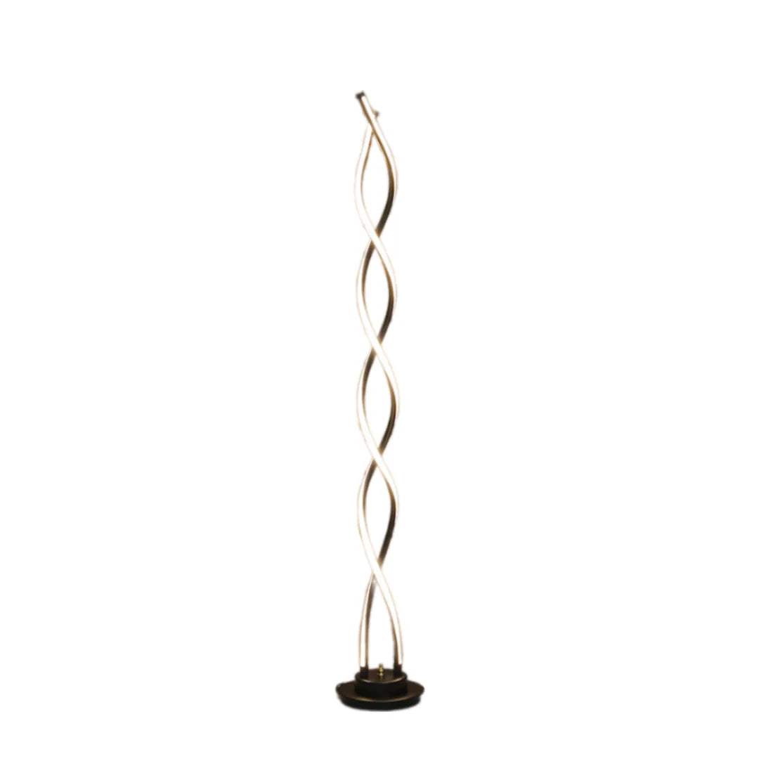 Matte Black Double Spiral Floor Lamp in a minimalist space