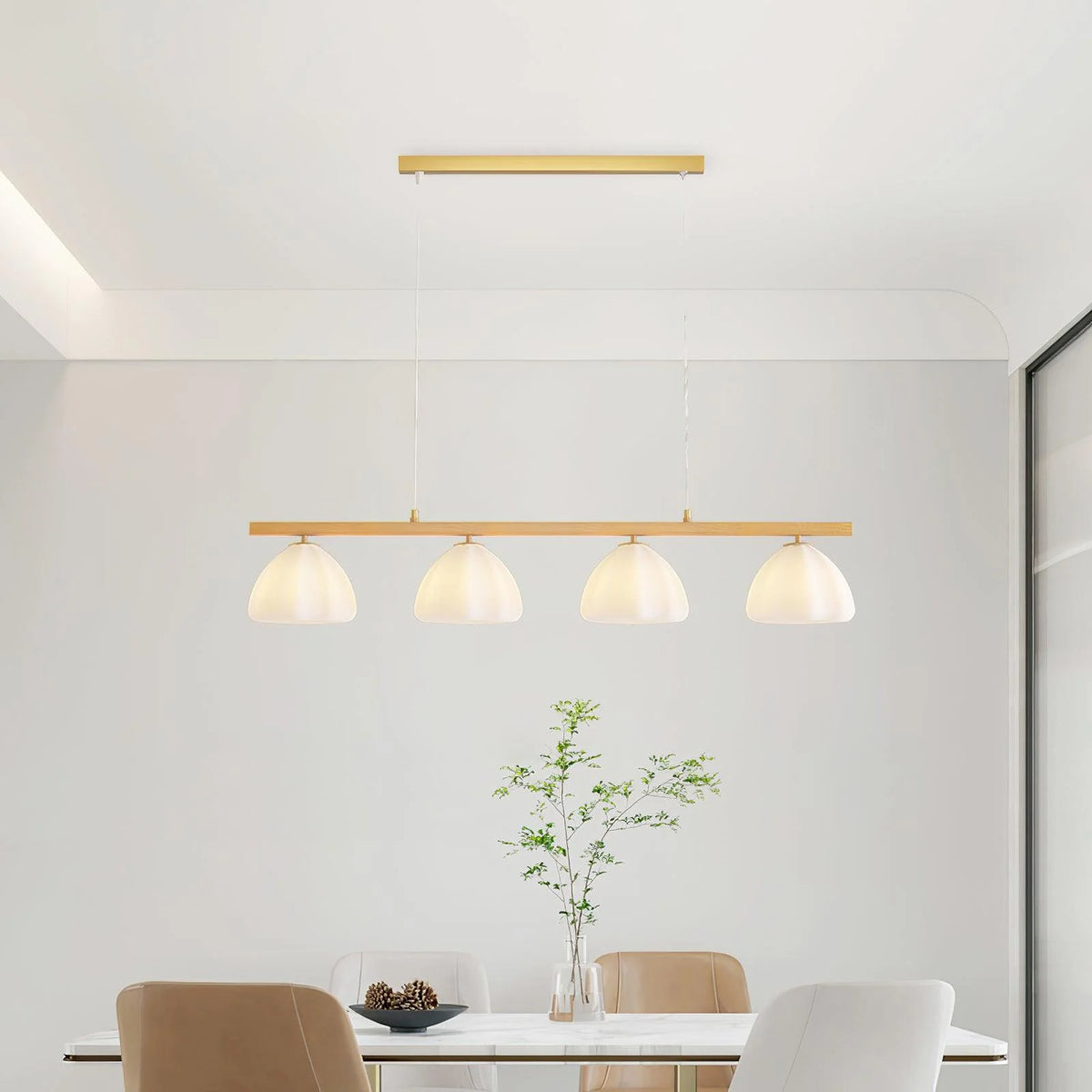 modern pastoral flower chandelier—its white floral design and golden accents bring pastoral elegance effortlessly.