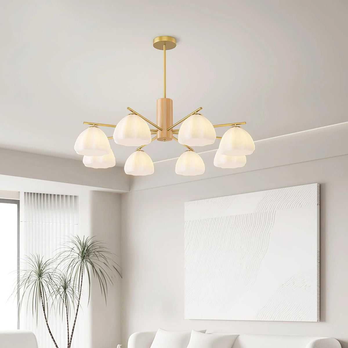 The chandelier showcases modern pastoral aesthetics