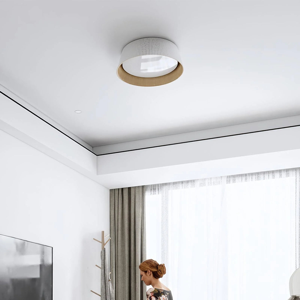 Modern_Ribbed_Ceiling_Light_at an upward angle