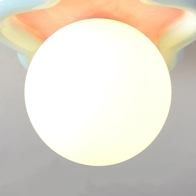 Close up of the modern star celing lamp