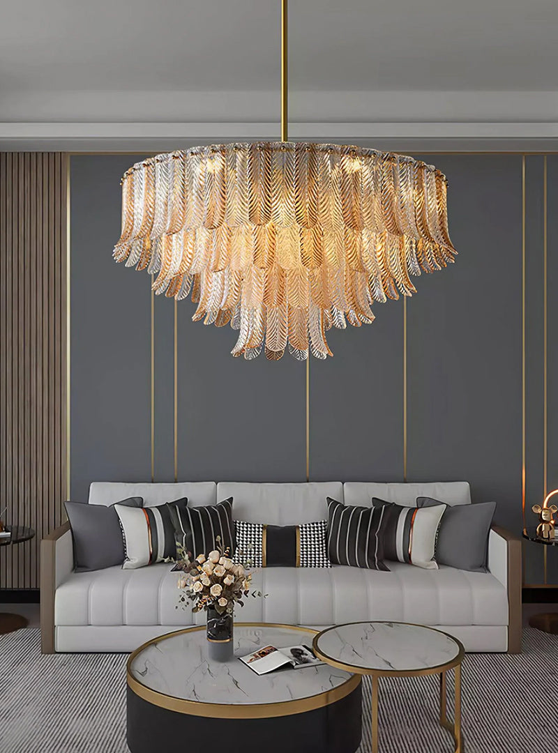 multi-leaf lamp hanging in the modern space elegantly