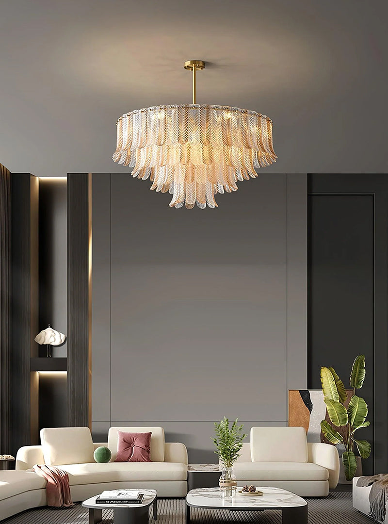 The French Leaf Chandelier is a perfect choice as the main light in the living room.