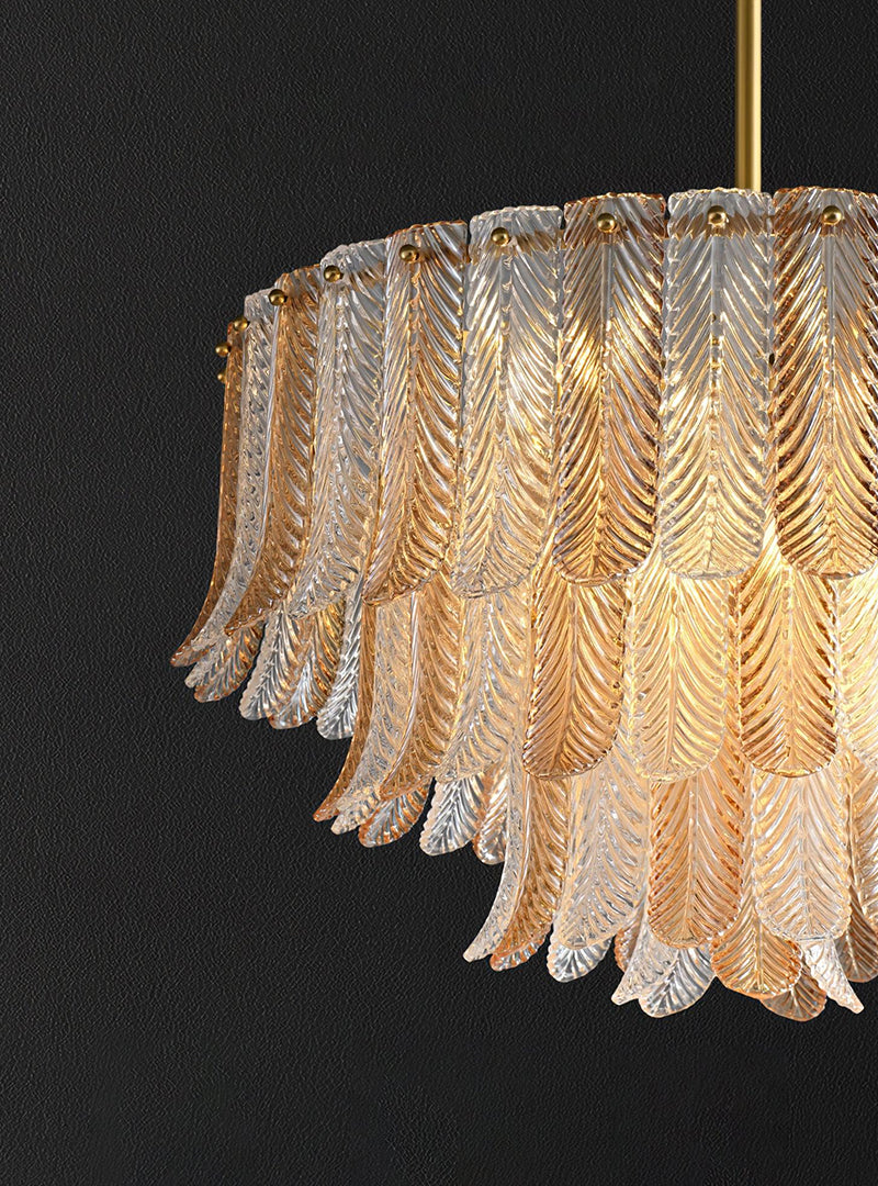 Close-up of the left half of the French Leaf Chandelier