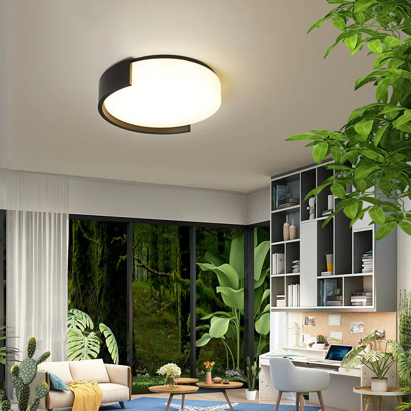 Designed with creativity, this round ceiling fixture offers balanced lighting, enhancing spaces with its smooth, stylish form.