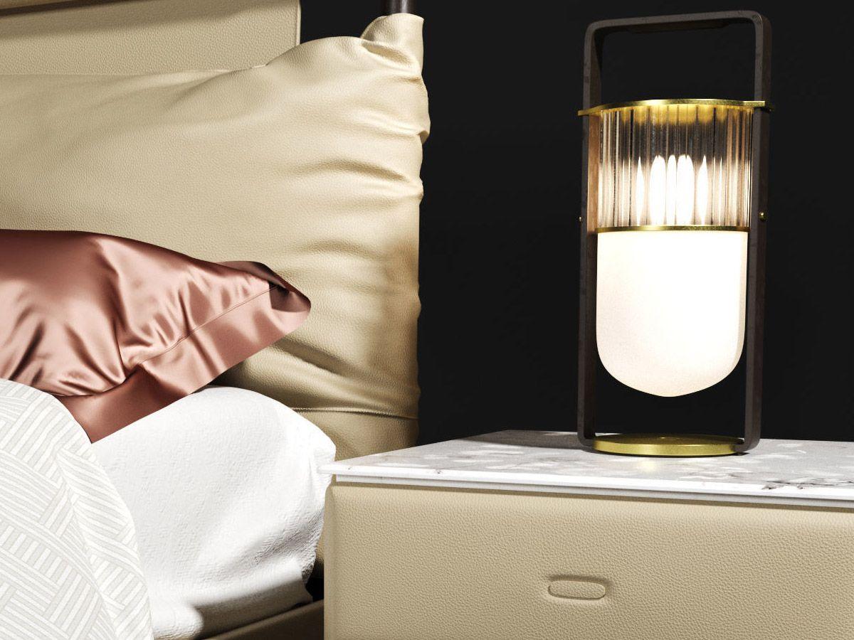 Trendy table lamp: Nordic design, portable with glass, perfect for ambient settings.