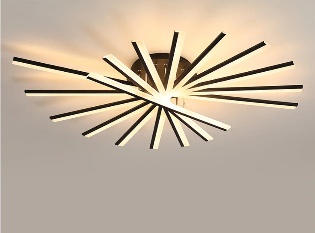 The Nordic Multi-Line Ceiling Light stands out with its radial line arrangement