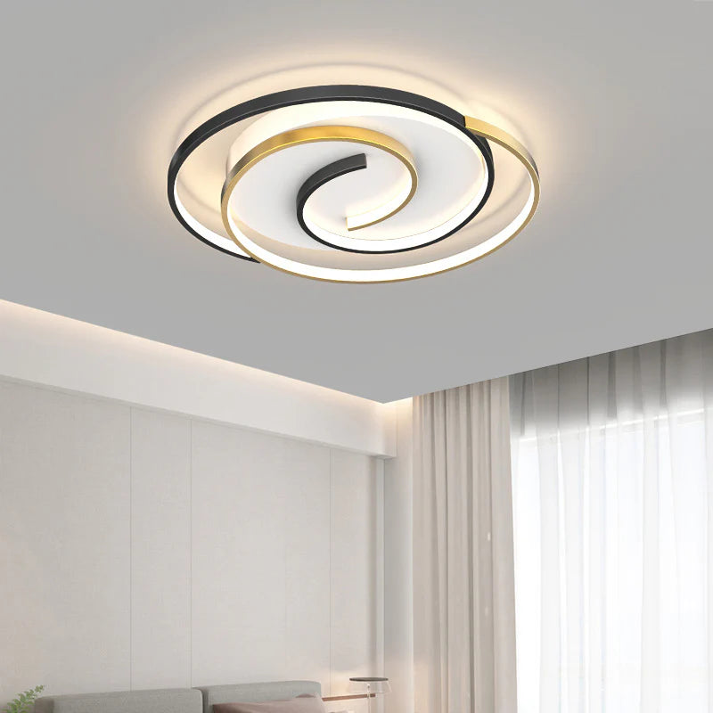 Versatile spiral ceiling light ideal for living areas or workspaces, enhancing decor with its spiral structure.