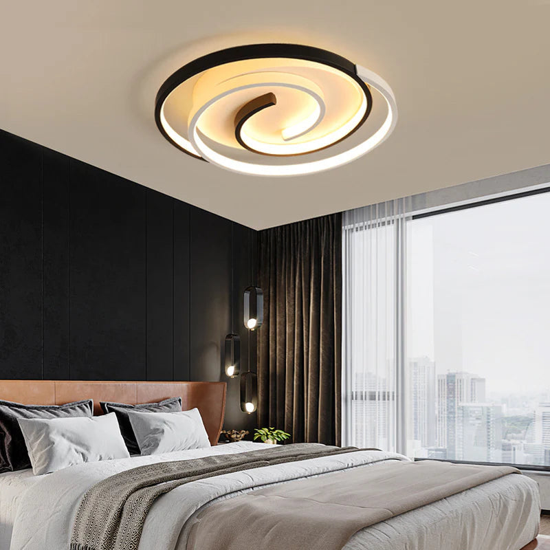 Contemporary spiral ceiling light embodying modern aesthetics, uniting form and function effortlessly.