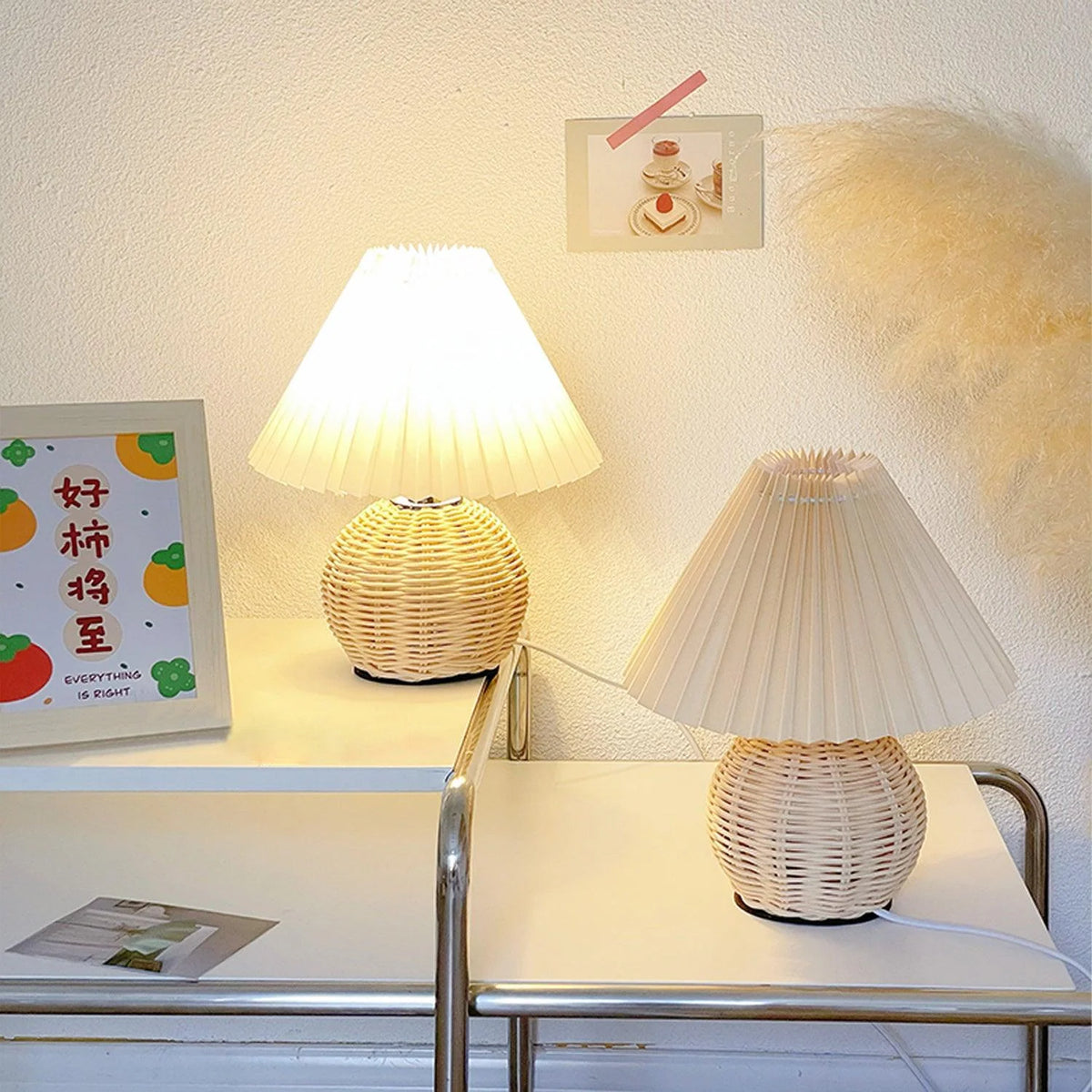 Rattan Pleated Table Lamp 7