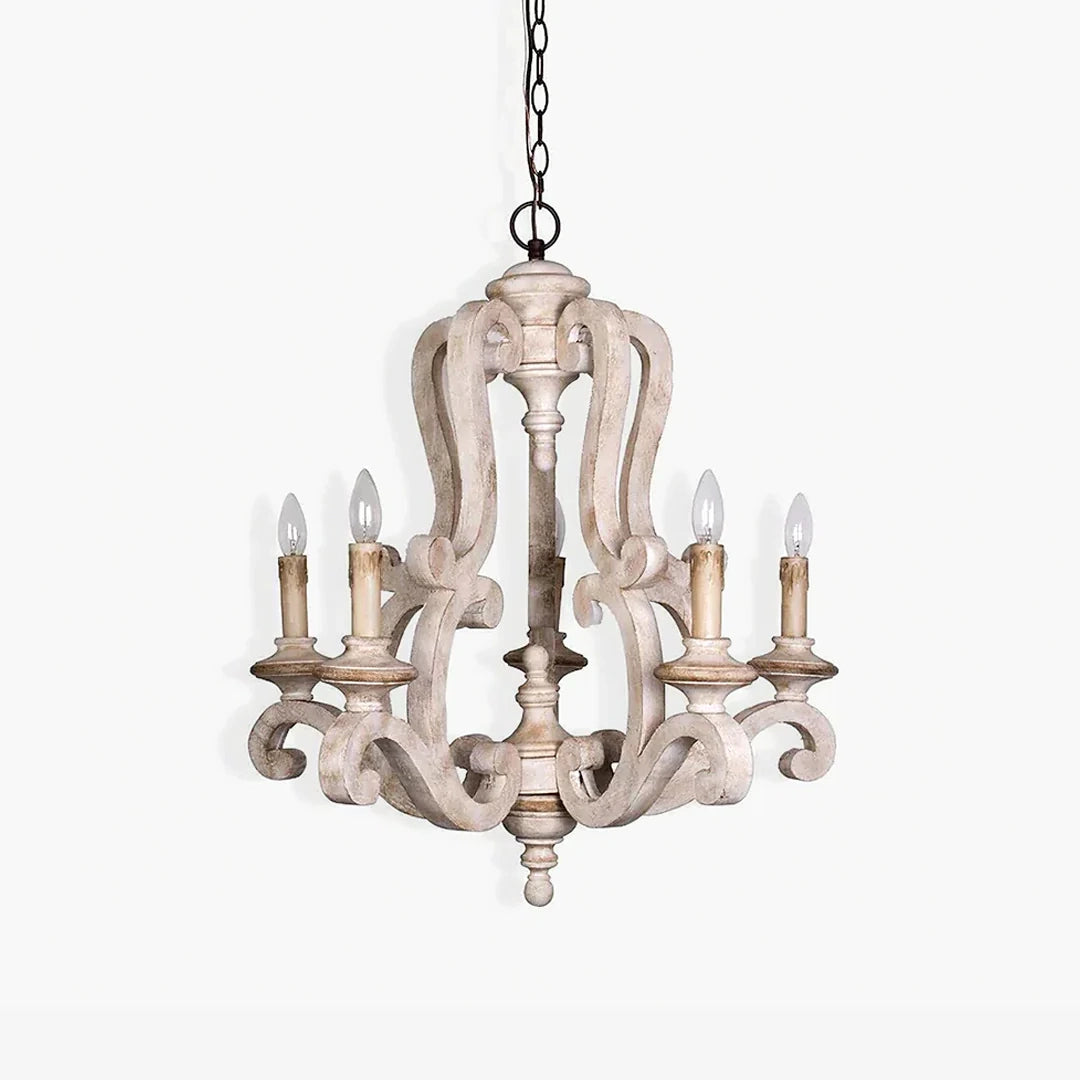 Rustic Wooden Candlestick Chandelier
