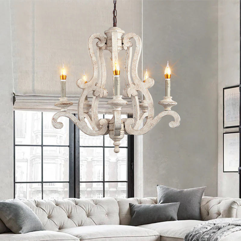 Rustic Wooden Candlestick Chandelier 10