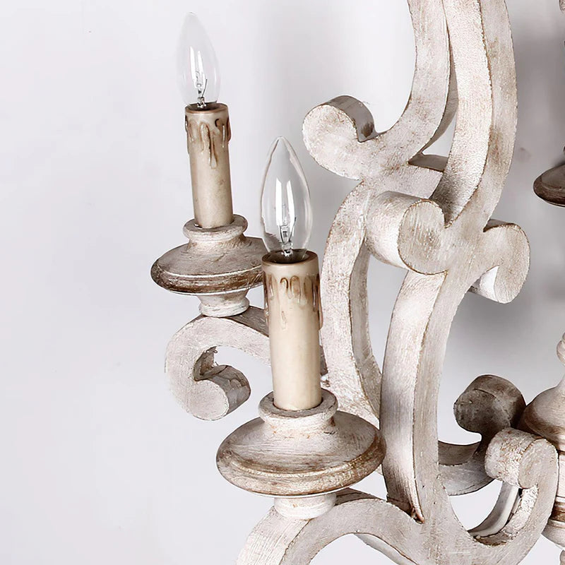 Rustic Wooden Candlestick Chandelier 16