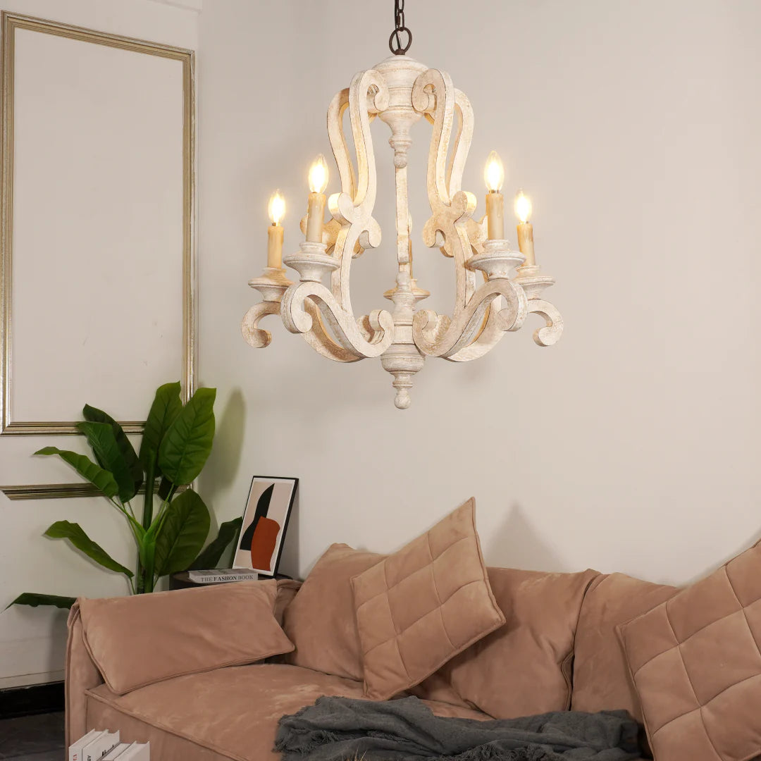 Rustic Wooden Candlestick Chandelier 3