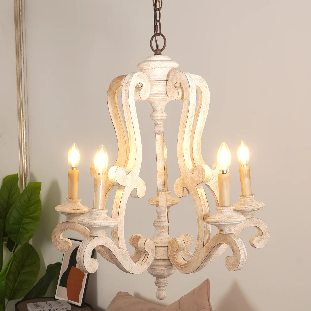 Rustic Wooden Candlestick Chandelier 4