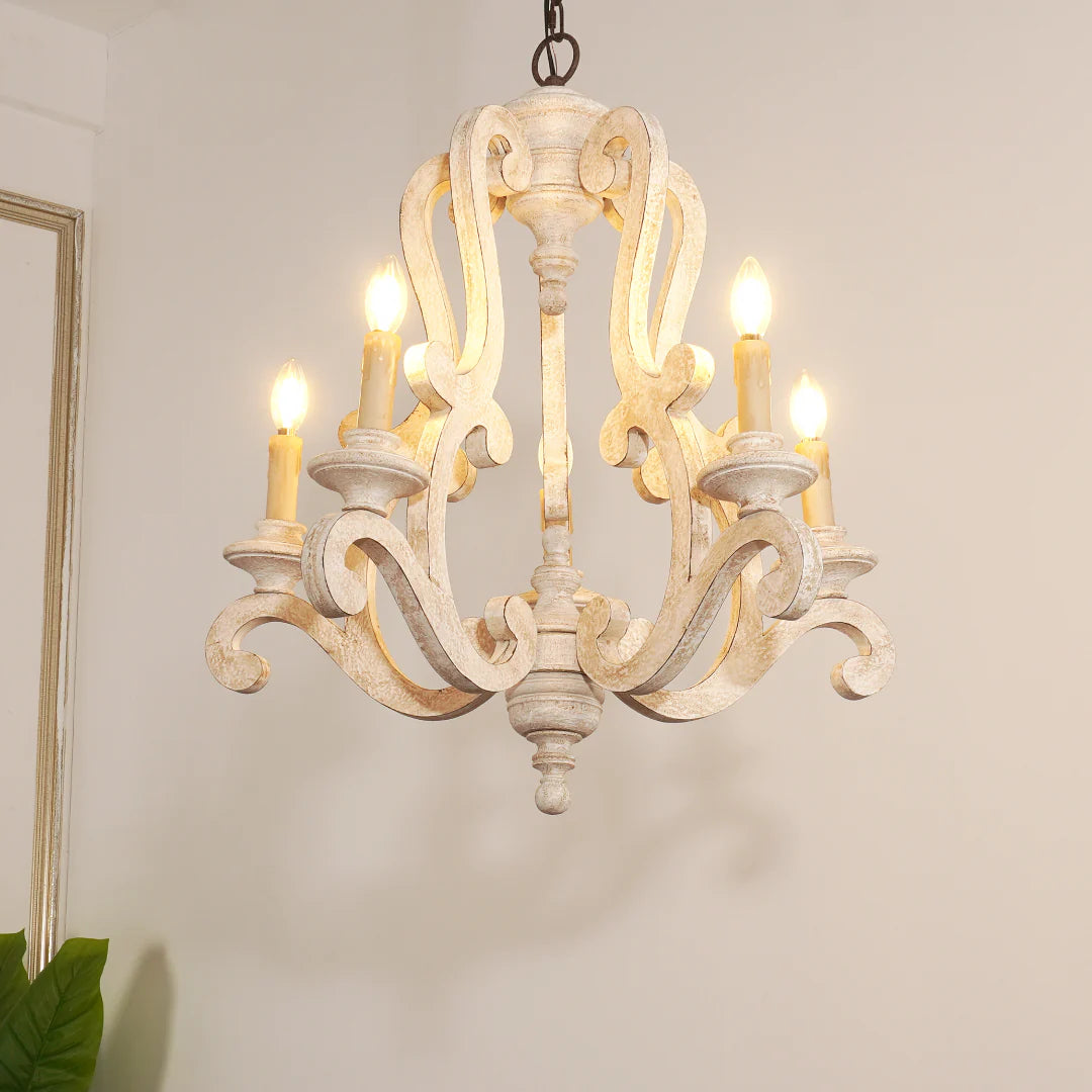 Rustic Wooden Candlestick Chandelier 5