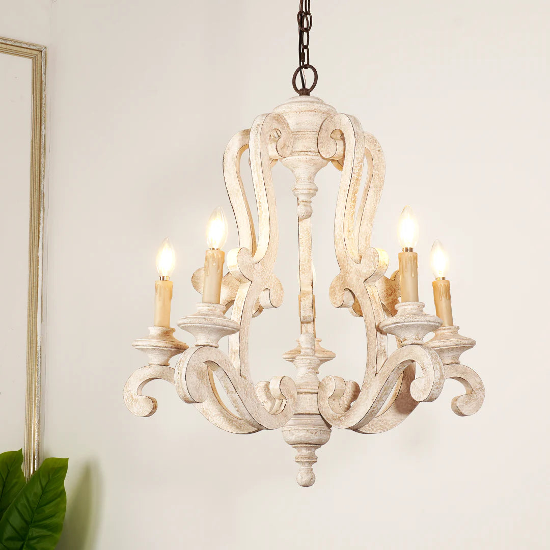 Rustic Wooden Candlestick Chandelier 6