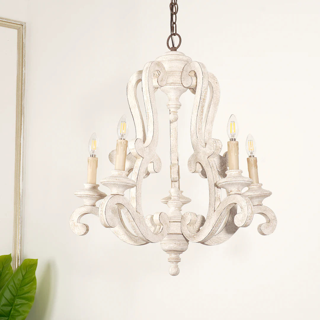 Rustic Wooden Candlestick Chandelier 7