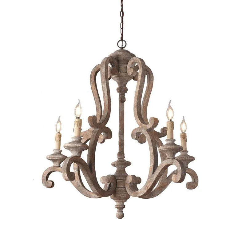 Rustic Wooden Candlestick Chandelier 8