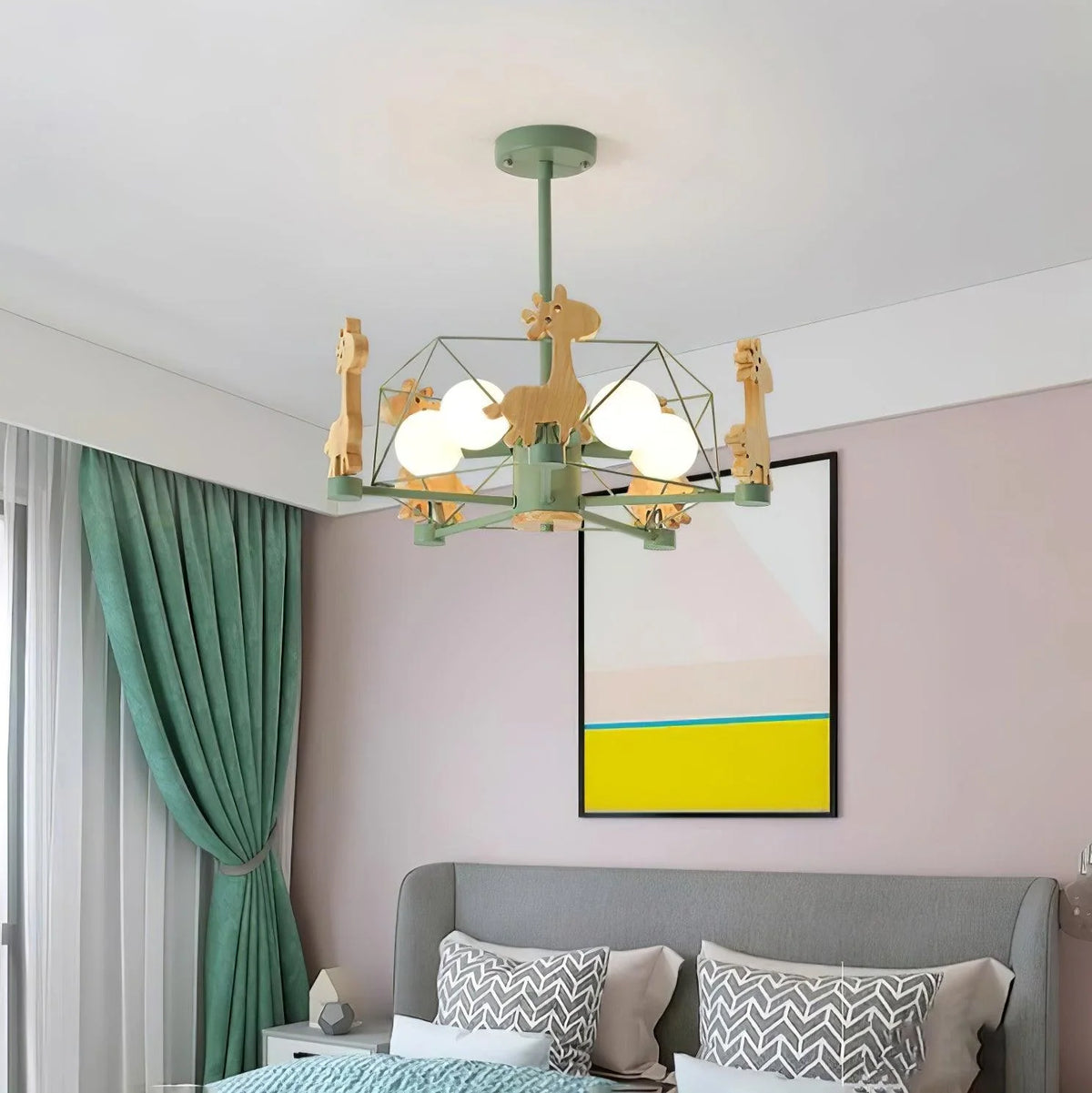 Enchanting carousel chandelier: perfect for kids’ rooms with its playful animal design.