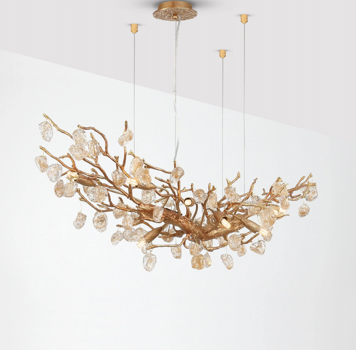 Stone Crystal Brass Chandelier 14