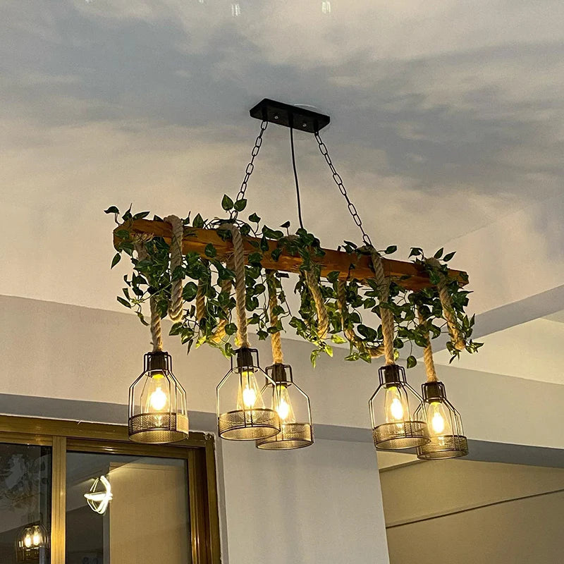 Vintage_Wood_Green_Chandelier_7
