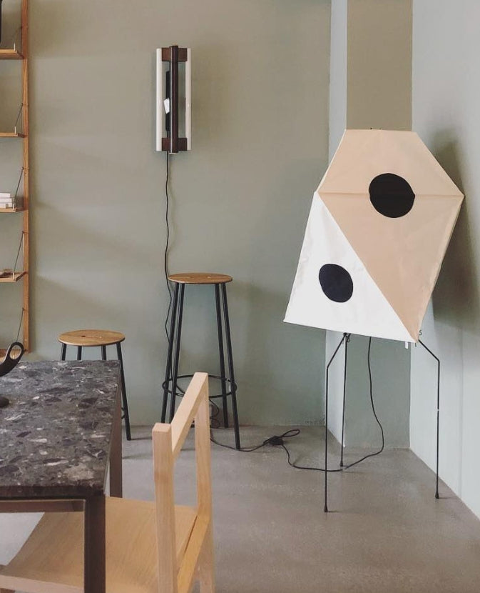 Japanese-style charm meets rice paper artistry in this lamp