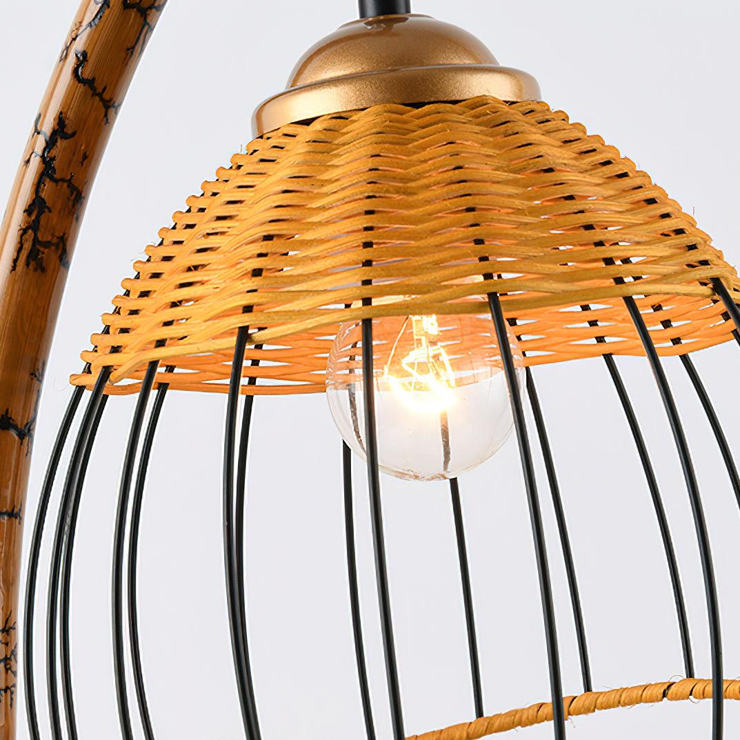 Bamboo Raft Table Lamp rattan lampshade details.