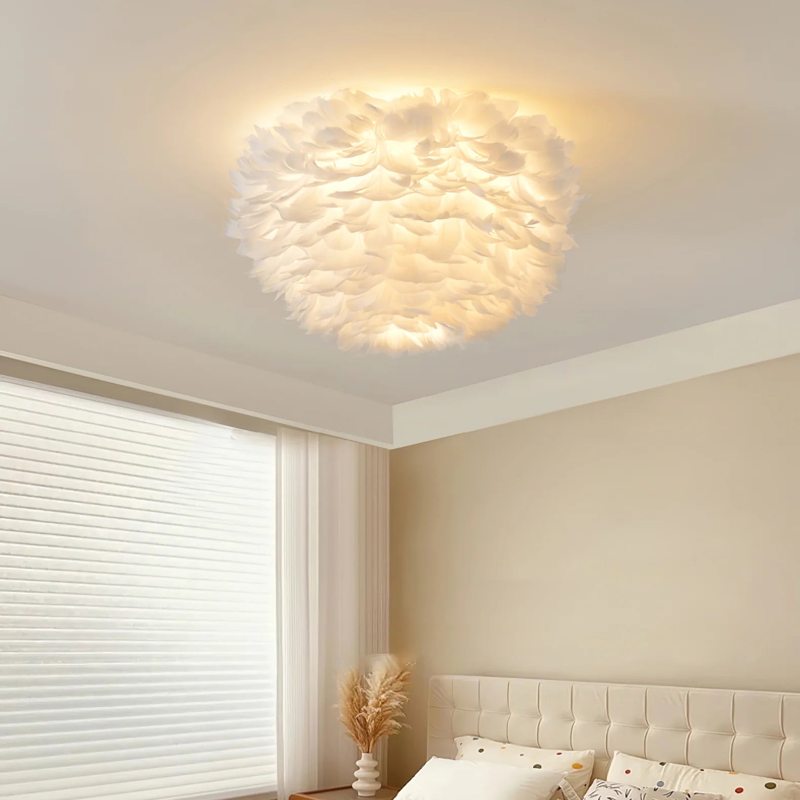 Feathered Ceiling Lamp: Elevate Your Space with Soft Elegance