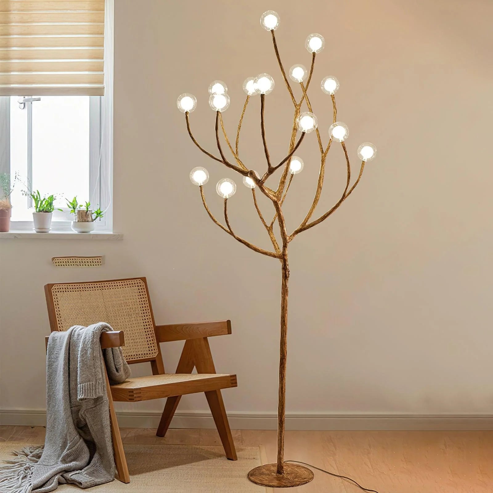 Elevate Your Home’s Aesthetic with the Imitation Wood Branch Floor Lamp