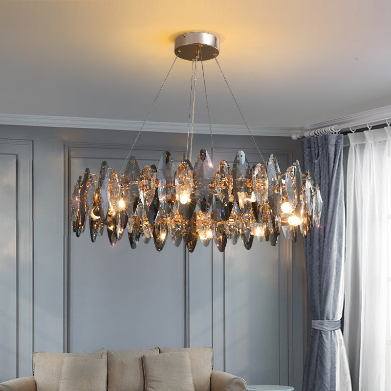 Illuminate Your Space with Elegance: The Smoky Gray Crystal Chandelier