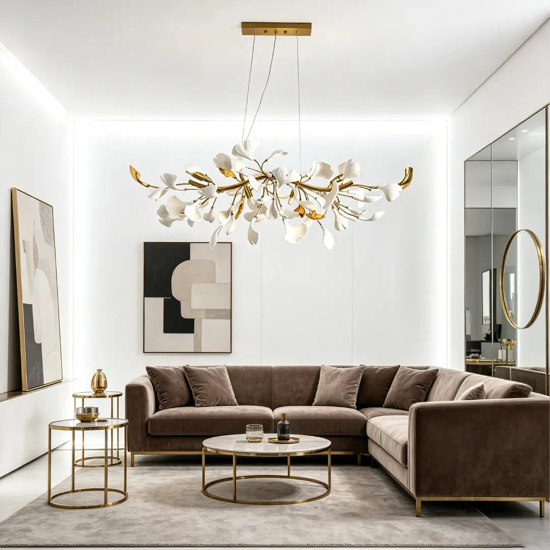 Luxury ginkgo leaf chandelier for upscale interior design