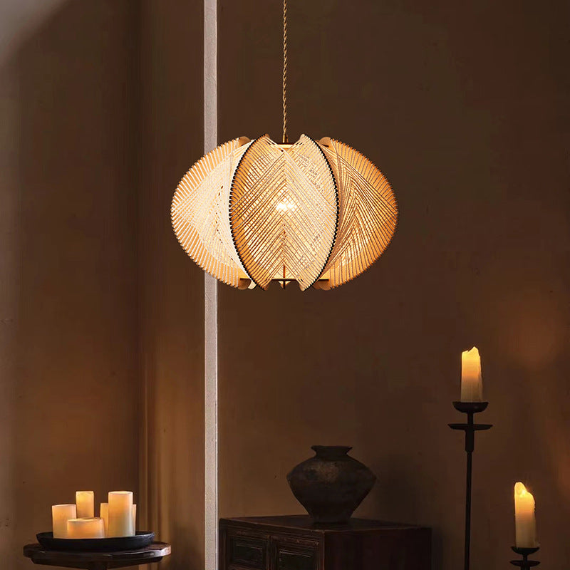 Light up warmth and nature: Hiooz round wooden Pendant Light adds simple beauty to your home