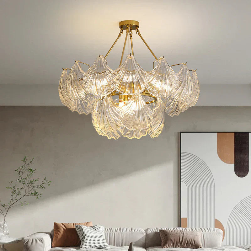 Postmodern luxury glass and crystal chandelier for high-end home interio