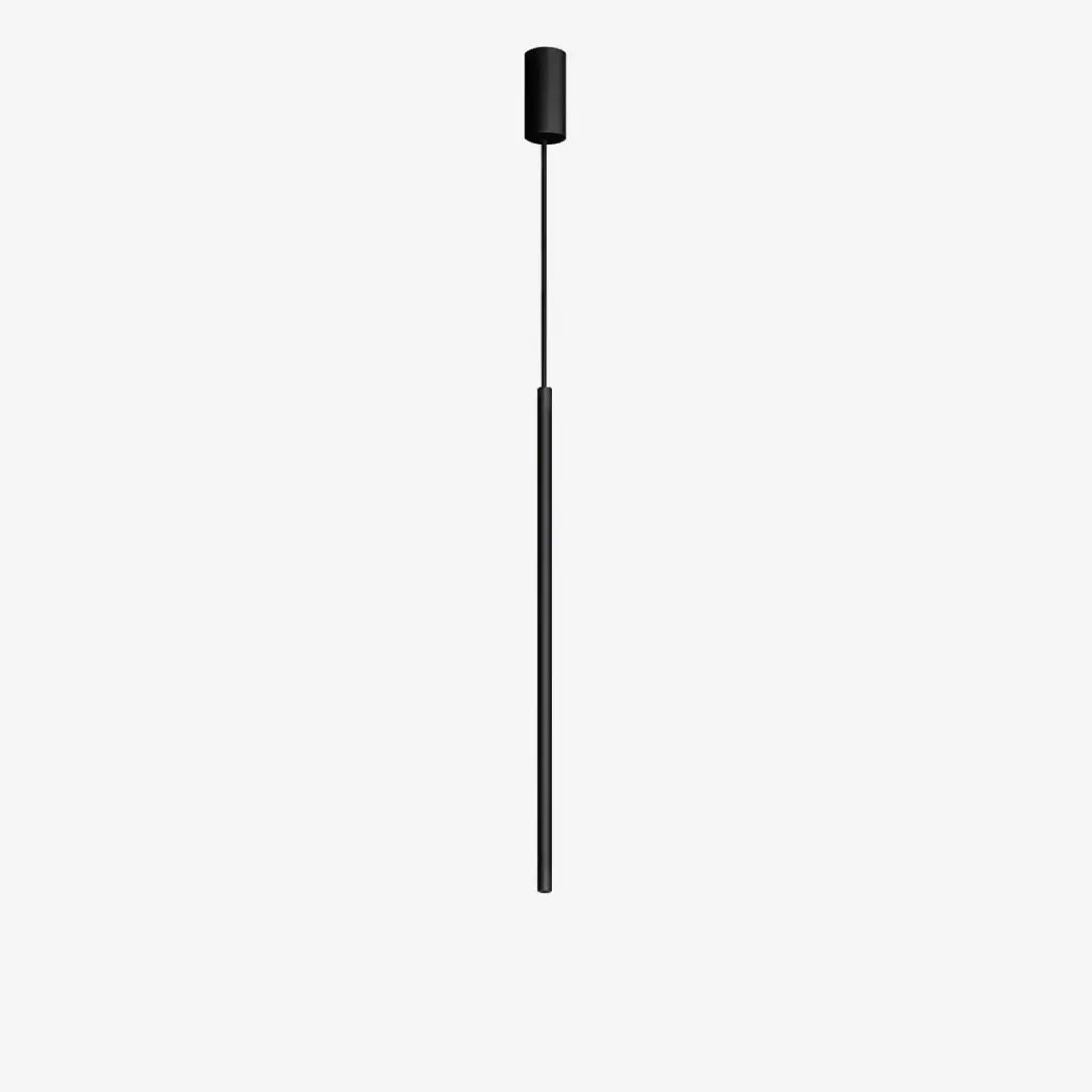 Aethel slim linear cylinder pendant light in matte black on clean white background
