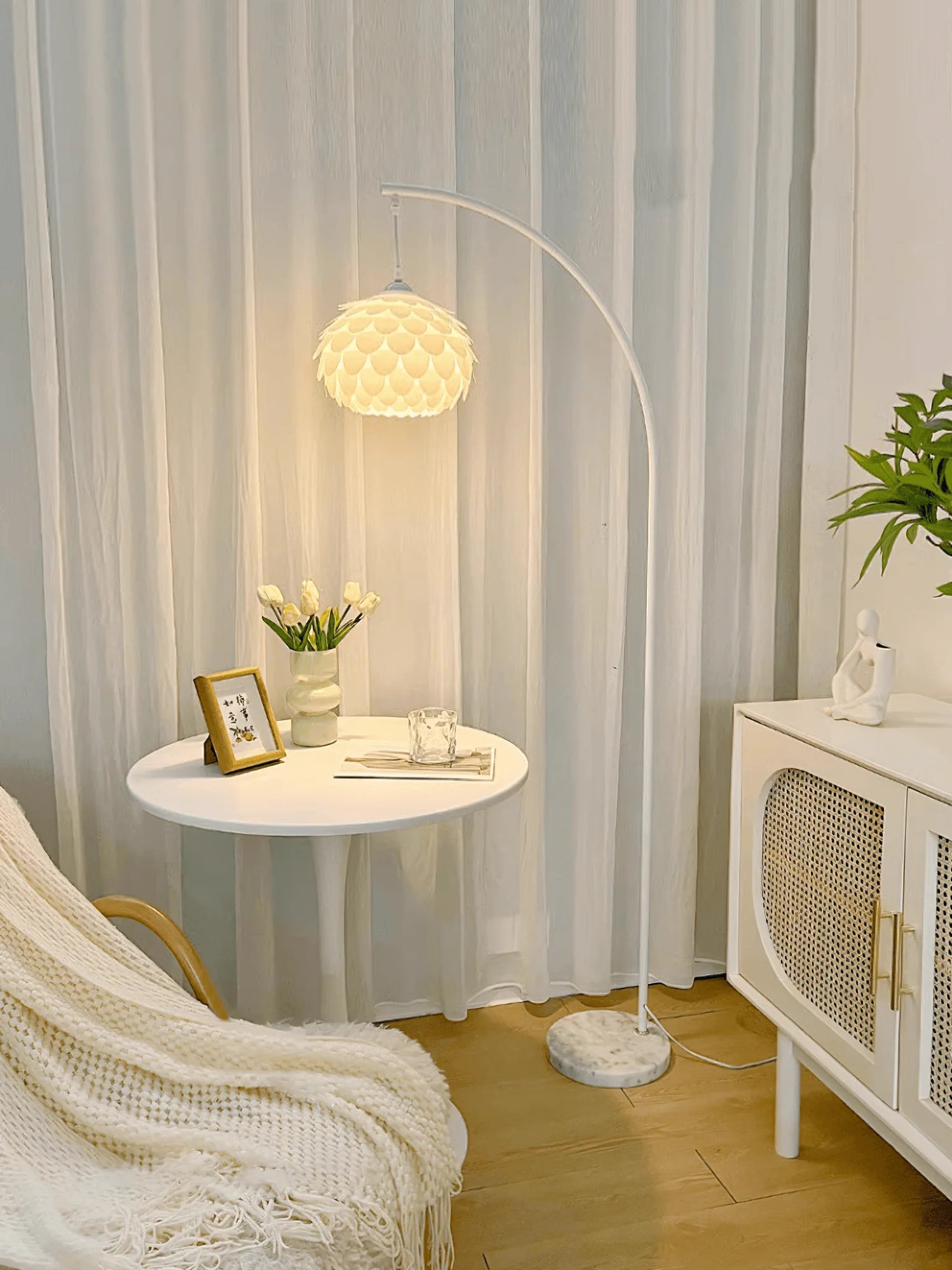 Arched Pine Cone Floor Lamp in a cream style room