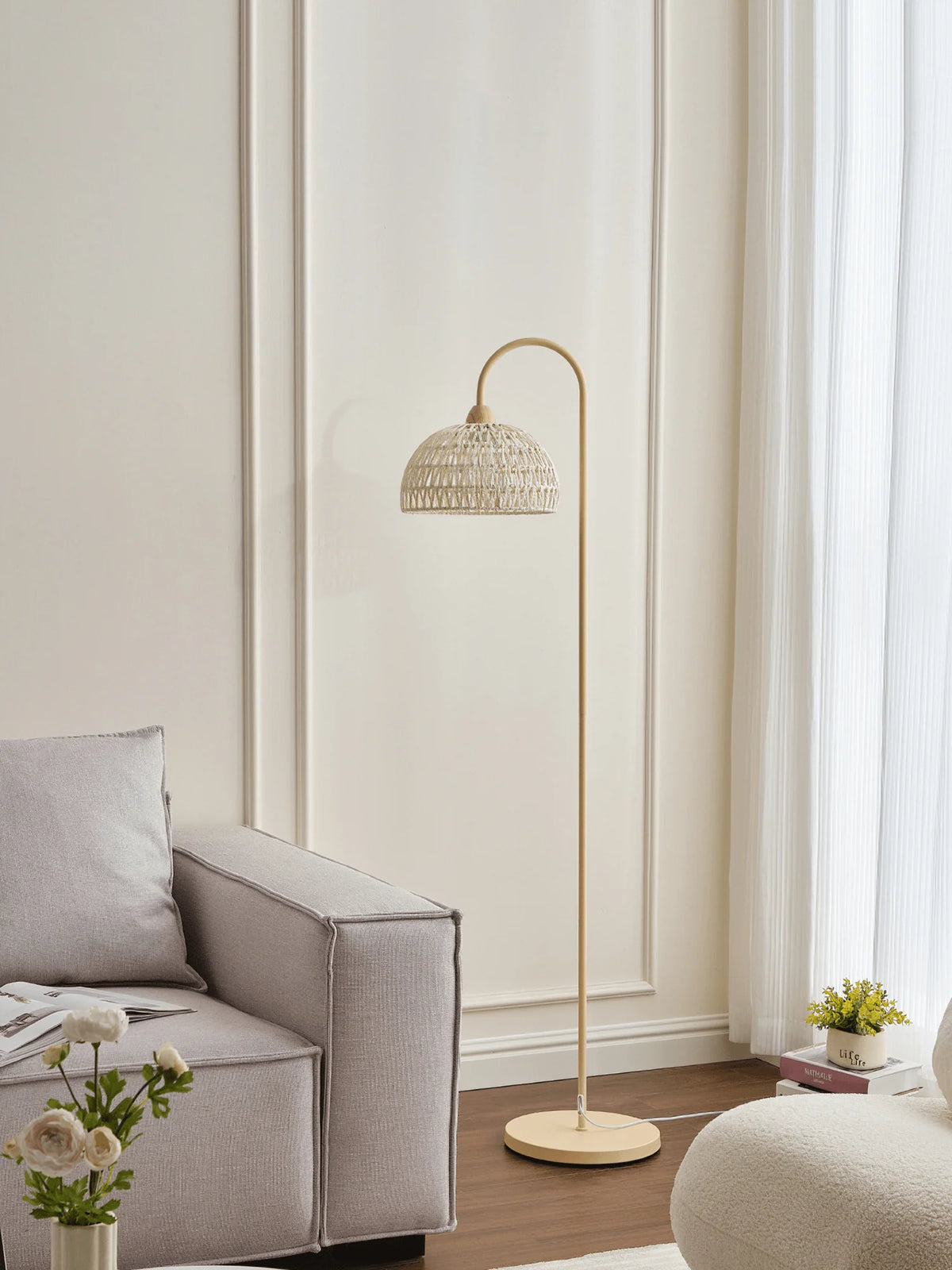 Beige Rattan Floor Lamp 13