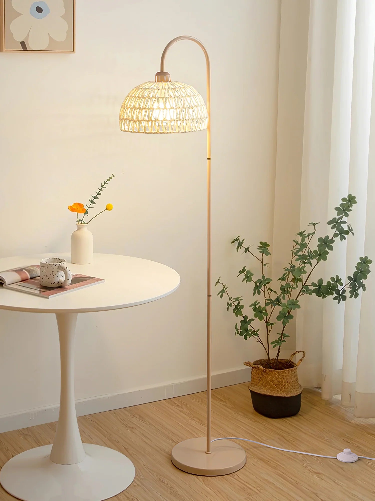 Beige Rattan Floor Lamp 2