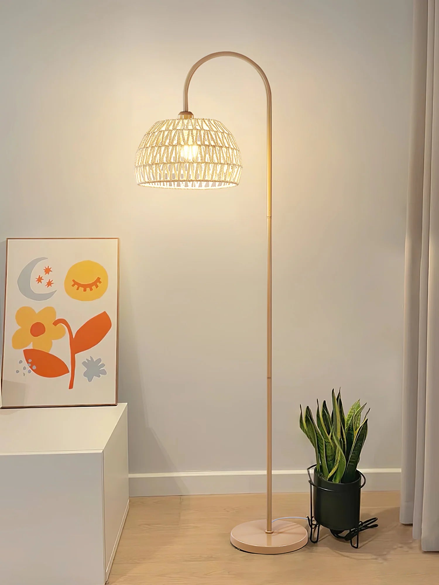 Beige Rattan Floor Lamp 21