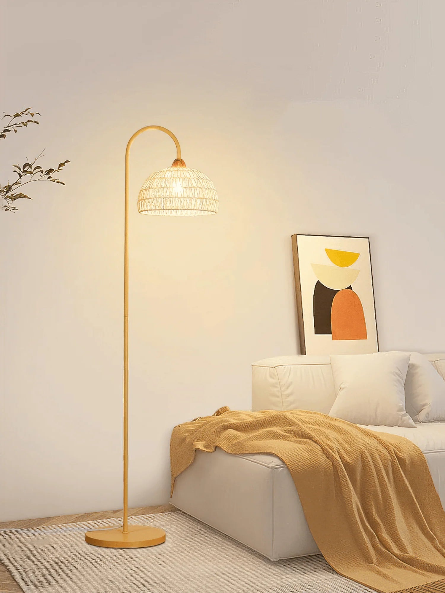 Beige Rattan Floor Lamp 23