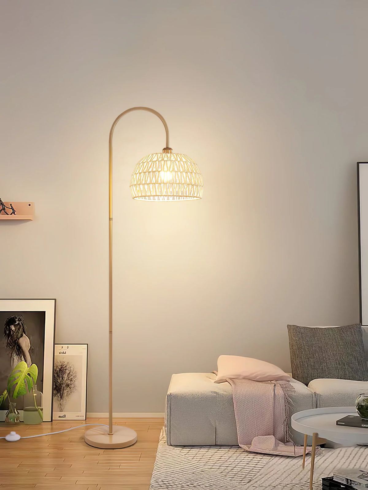 Beige Rattan Floor Lamp 24